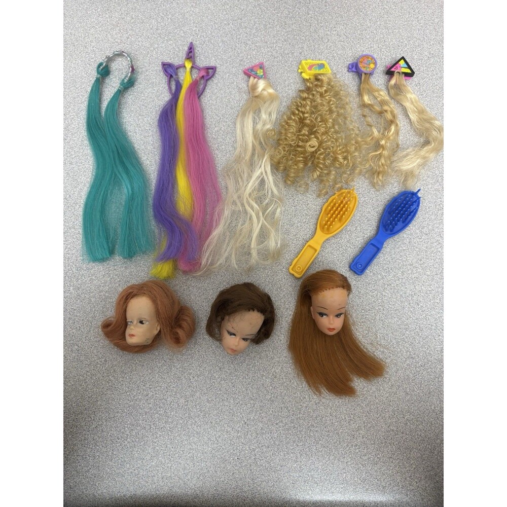 Vintage Barbie Hair‎ Extensions, Barrettes, Replacement Clone Barbie Heads OOAK
